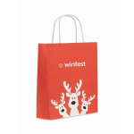 Borsa regalo natalizia di carta piccola, prodotta in UE color rosso vista principale