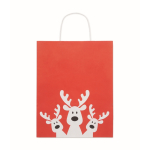 Borsa regalo natalizia di carta media prodotta in UE color rosso terza vista