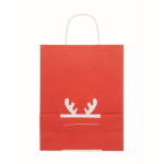 Borsa regalo natalizia di carta media prodotta in UE color rosso quarta vista