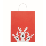 Borsa regalo natalizia di carta grande prodotta in UE color rosso terza vista