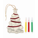 Decorazione natalizia sospesa a forma di albero di legno da colorare color legno