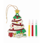 Decorazione natalizia sospesa a forma di albero di legno da colorare color legno seconda vista