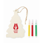 Decorazione natalizia sospesa a forma di albero di legno da colorare color legno terza vista principale