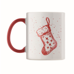 Tazza in ceramica con design natalizio e manico coordinato 300ml color rosso quarta vista