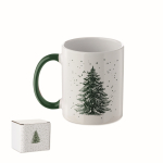 Tazza in ceramica con design natalizio e manico coordinato 300ml color verde
