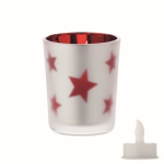 Candela a LED in barattolo di vetro con stelline natalizie color rosso