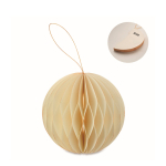 Decorazione natalizia pieghevole a forma di palla personalizzabile color beige vista area di stampa