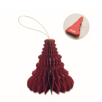 Ciondolo pieghevole in carta a forma di albero di Natale color rosso vista area di stampa