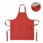 Grembiule con tasche frontali e regolabile al collo 240 g/m2 color rosso