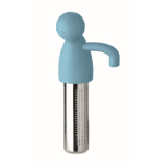 Infusore per tè in acciaio inox a forma di omino in silicone color azzurro settima vista