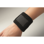 Polsiera da allenamento in poli-cotone con patch personalizzabile color nero quinta vista fotografica
