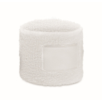 Polsiera da allenamento in poli-cotone con patch personalizzabile color bianco