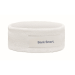 Fascia da allenamento per la testa con patch personalizzabile color bianco vista principale