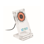 Supporto trasparente per telefono con caricatore wireless 15W color trasparente vista area di stampa