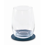 Sottobicchiere rotondo in similpelle personalizzabile color blu mare terza vista