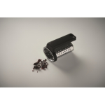 Infusore per tè in acciaio inox con gancio in plastica color nero quarta vista fotografica