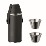 Borraccia in acciaio inox con 2 bicchieri da shot 230ml e 20ml color nero