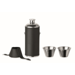 Borraccia in acciaio inox con 2 bicchieri da shot 230ml e 20ml color nero seconda vista