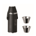 Borraccia in acciaio inox con 2 bicchieri da shot 230ml e 20ml color nero vista area di stampa
