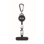 Supporto retrattile per telefono o badge identificativo color nero vista area di stampa