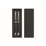 Set penna a inchiostro blu e roller a inchiostro nero in astuccio color nero seconda vista