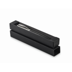 Penna a pulsante in acciaio inox in astuccio con inchiostro blu color nero