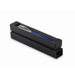 Penna a pulsante in acciaio inox in astuccio con inchiostro blu color blu