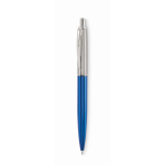 Penna a pulsante in acciaio inox in astuccio con inchiostro blu color blu seconda vista