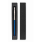 Penna a pulsante in acciaio inox in astuccio con inchiostro blu color blu terza vista