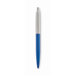 Penna a pulsante in acciaio inox in astuccio con inchiostro blu color blu ottava vista