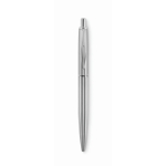 Penna a pulsante in acciaio inox in astuccio con inchiostro blu color argento opaco sesta vista