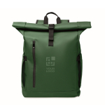 Zaino roll-top porta laptop con tracolla per trolley 15'' color verde scuro vista area di stampa