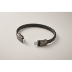 Bracciale in PU con cavo di ricarica e trasferimento dati 60W color nero terza vista fotografica