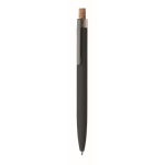 Penna in alluminio riciclato con pulsante in sughero e inchiostro blu color nero