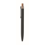 Penna in alluminio riciclato con pulsante in sughero e inchiostro blu color nero quinta vista