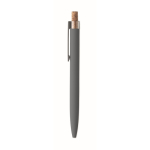 Penna in alluminio riciclato con pulsante in sughero e inchiostro blu color grigio scuro quinta vista