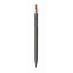 Penna in alluminio riciclato con pulsante in sughero e inchiostro blu color grigio scuro sesta vista