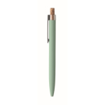 Penna in alluminio riciclato con pulsante in sughero e inchiostro blu color verde menta quinta vista