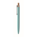 Penna in alluminio riciclato con pulsante in sughero e inchiostro blu color azzurro quinta vista
