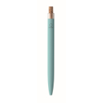 Penna in alluminio riciclato con pulsante in sughero e inchiostro blu color azzurro sesta vista