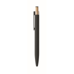 Penna in alluminio riciclato con pulsante in bambù e inchiostro blu color nero quinta vista