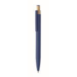 Penna in alluminio riciclato con pulsante in bambù e inchiostro blu color blu