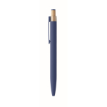 Penna in alluminio riciclato con pulsante in bambù e inchiostro blu color blu quinta vista
