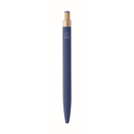 Penna in alluminio riciclato con pulsante in bambù e inchiostro blu color blu sesta vista