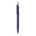 Penna in alluminio riciclato con pulsante in bambù e inchiostro blu color blu vista principale