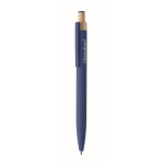 Penna in alluminio riciclato con pulsante in bambù e inchiostro blu color blu seconda vista principale