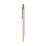 Penna in alluminio riciclato con pulsante in bambù e inchiostro blu color bianco