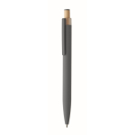 Penna in alluminio riciclato con pulsante in bambù e inchiostro blu color grigio scuro