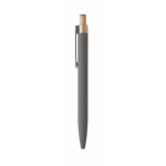 Penna in alluminio riciclato con pulsante in bambù e inchiostro blu color grigio scuro quinta vista
