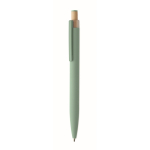 Penna in alluminio riciclato con pulsante in bambù e inchiostro blu color verde menta